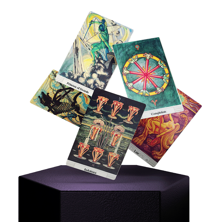 Decorative image mockup of floating tarot cards