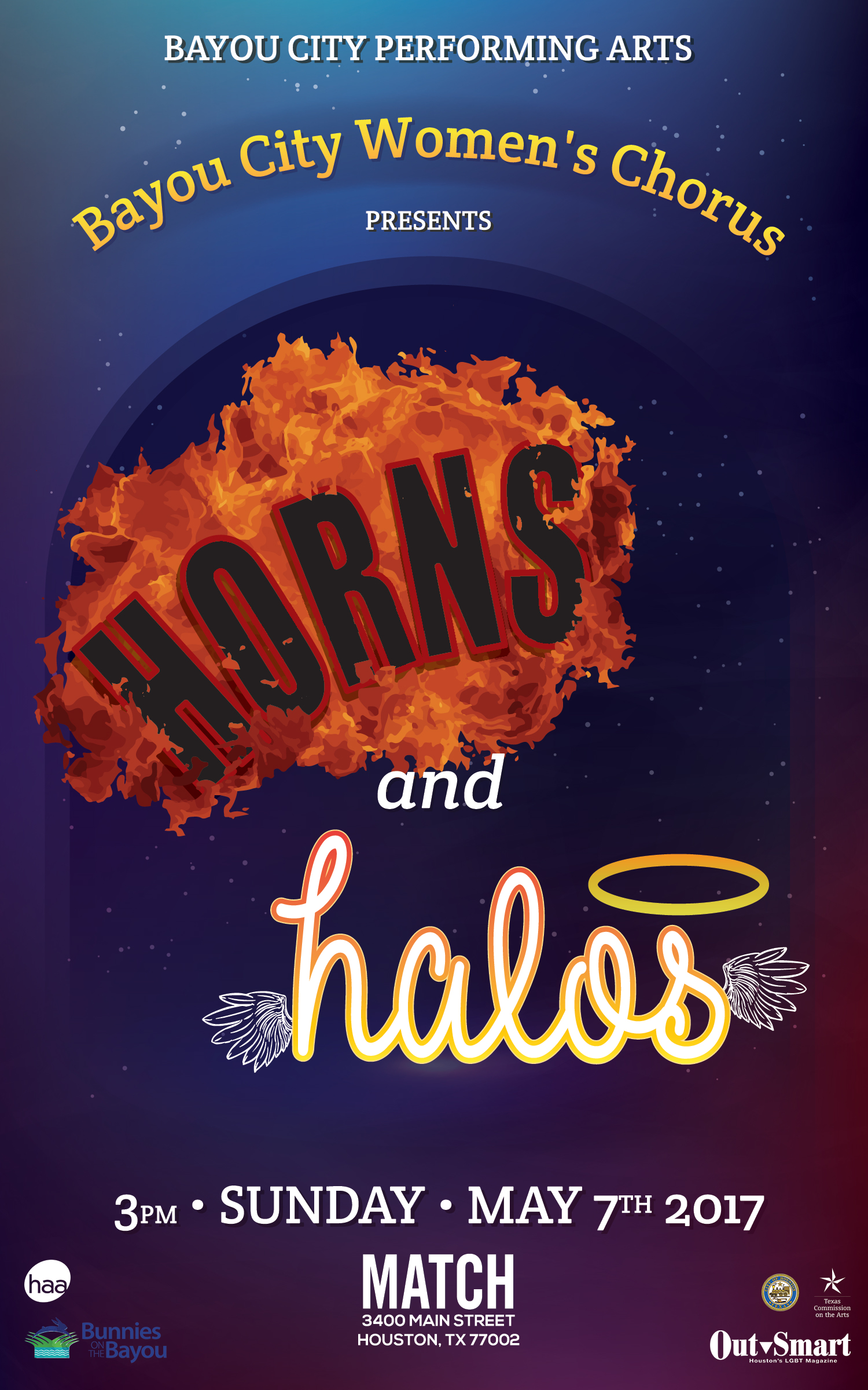 Bayou-City-Womens-Chorus-Horns-and-Halos-Poster