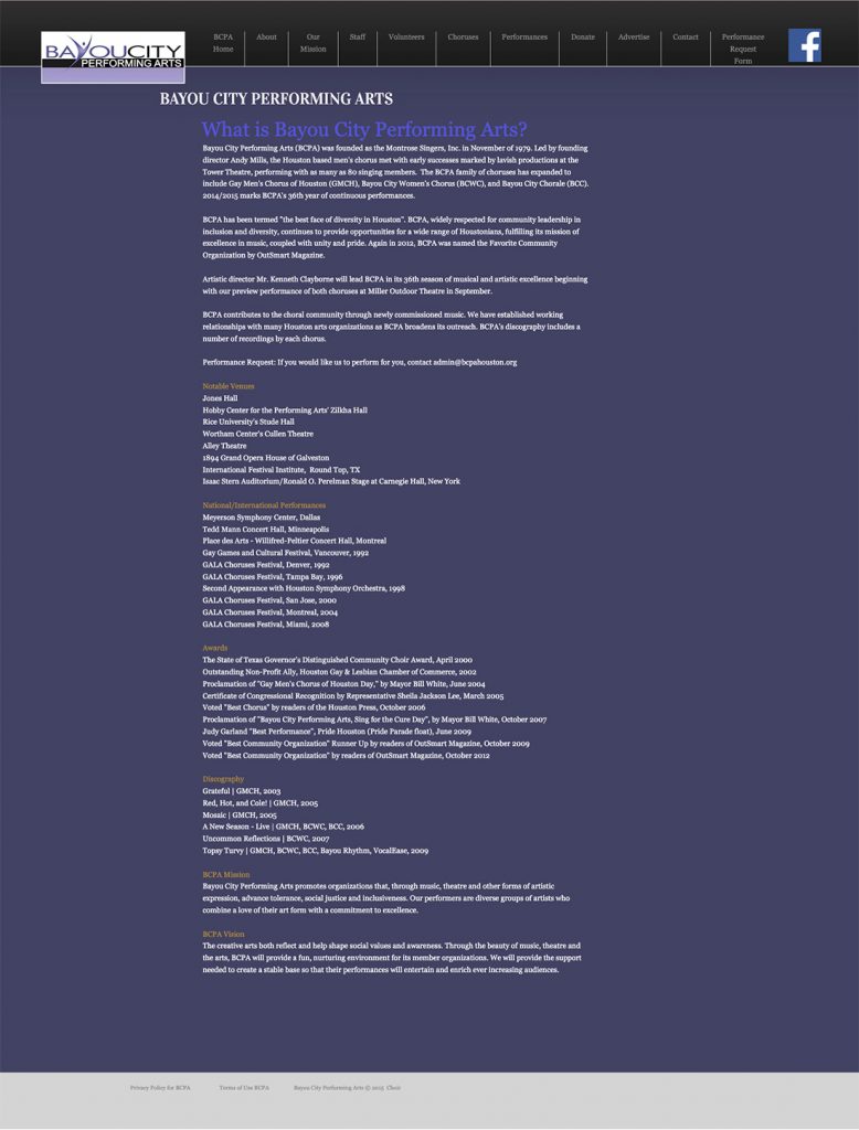 BCPA about us page before redesign