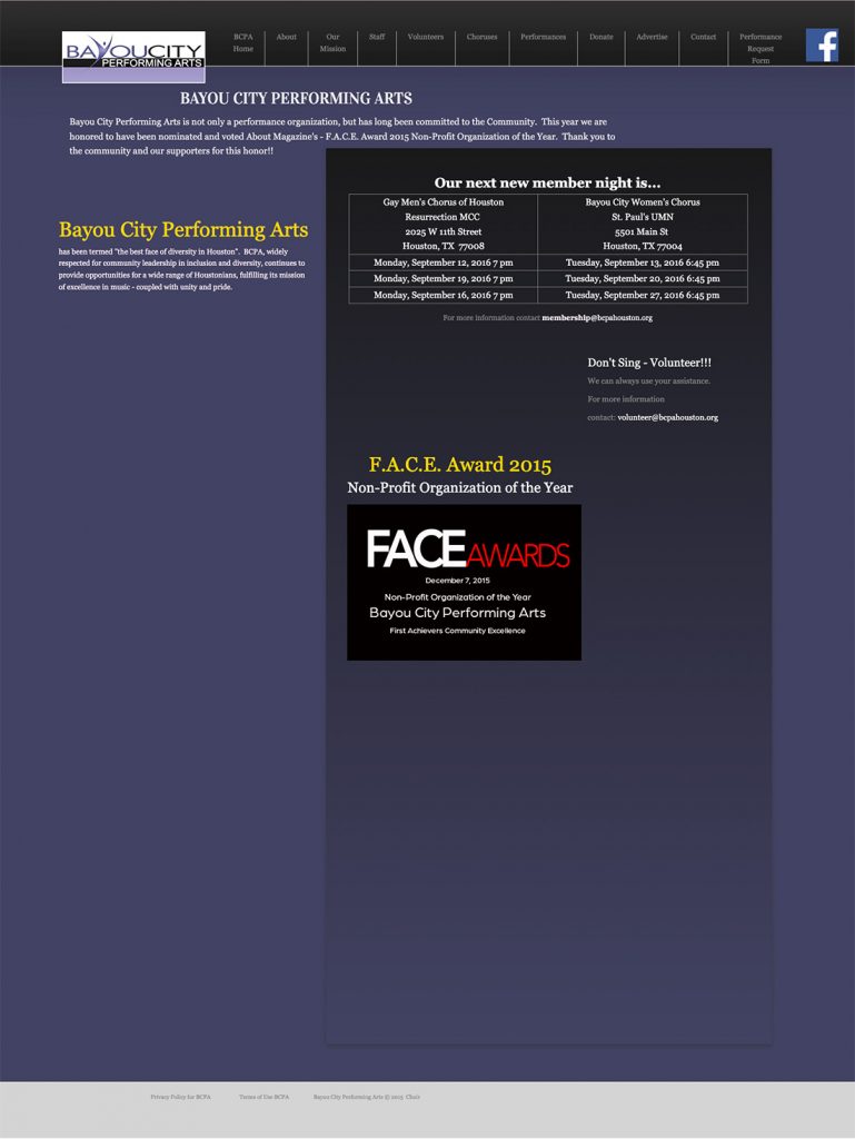 BCPA home page before redesign