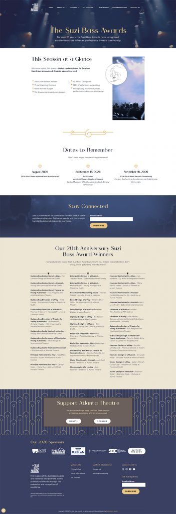 The Suzis home page after redesign